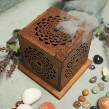 Wooden Incense Cube Burner