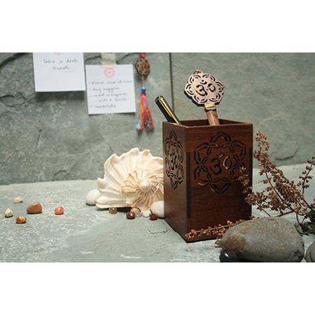 Wooden Desk Pen Stand