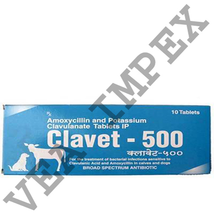 Clavet-500 Mg(Amoxicillin/Clavulanate Potassium) Veterinary Drugs