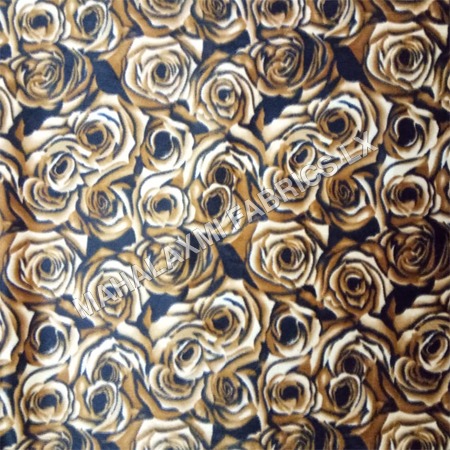 Black Rose Print Velvet Fabric
