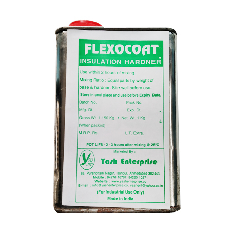 Flexocoat Insulation Hardner - Thickness S.G. 1.05 +/- 0.5, Water Activated Adhesive, White Liquid with 100% Purity, 2 mm Glue Thickness, 10-12 MPa Holding Power, 4-6 MPa Tensile Strength, Ideal for Industrial Use