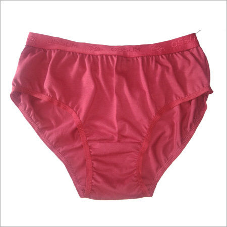 Red Cotton Hipster Panties For Ladies, Plain Pattern, Premium