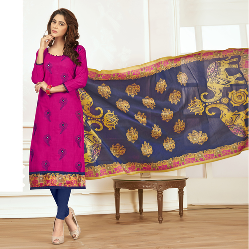 Pink Bangalori Silk Dupatta With Unstitched Salwar Suit