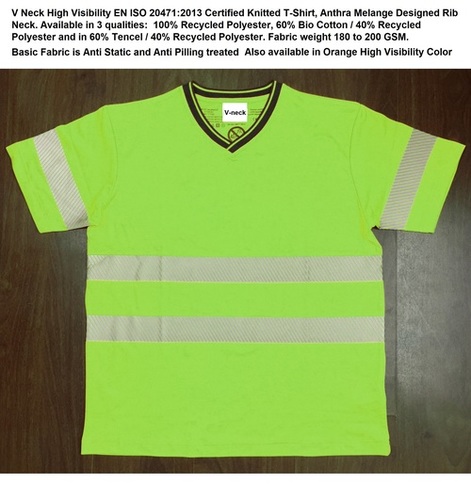 V Neck High Visibility Certified T-Shirt