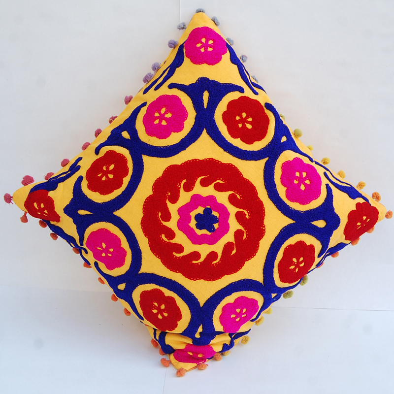 Traditional Mandala Embroidered Suzani Cushion Cover Decorative Pillow cases