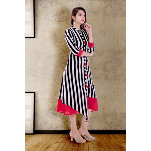 Black&White Ladies Fancy Designer Kurti