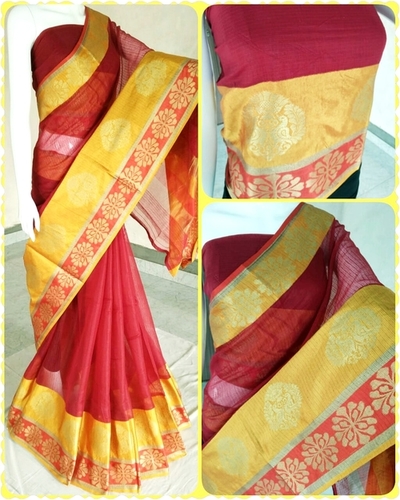 Red Mainpuri Silk Designer Saree