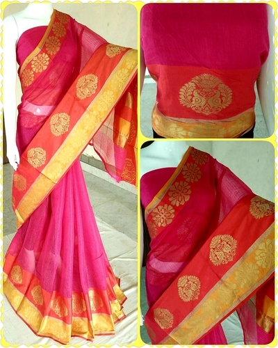 Pink Designer Mainpuri Silk Saree