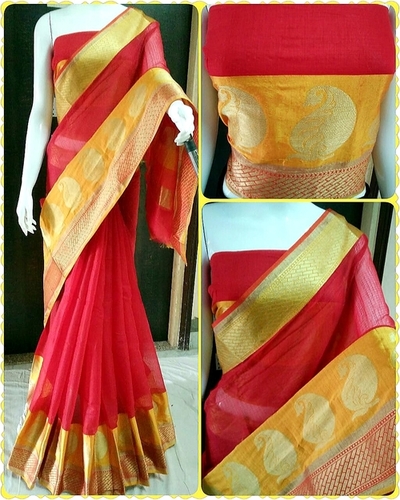 Printed Red Partywear Silk Saree