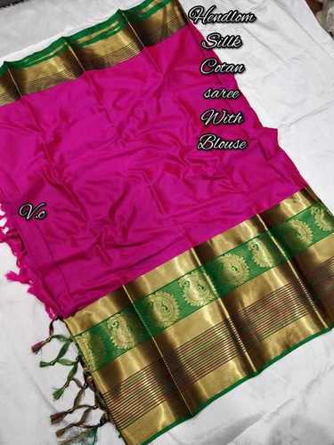 Pink Cotton Silk Party Wear Saree