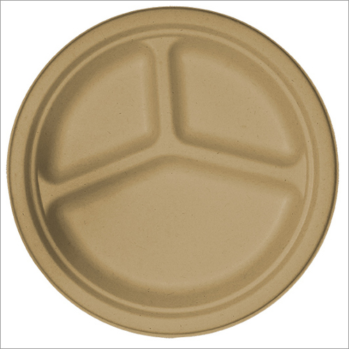 Three Partition Biodegradable Plates