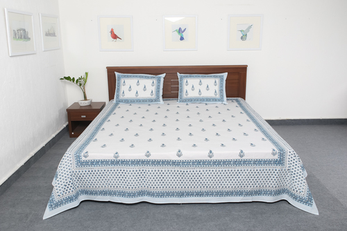White Printed Cotton Bedsheets
