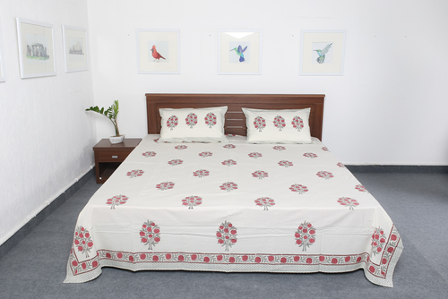 White Printed Cotton Bedsheets