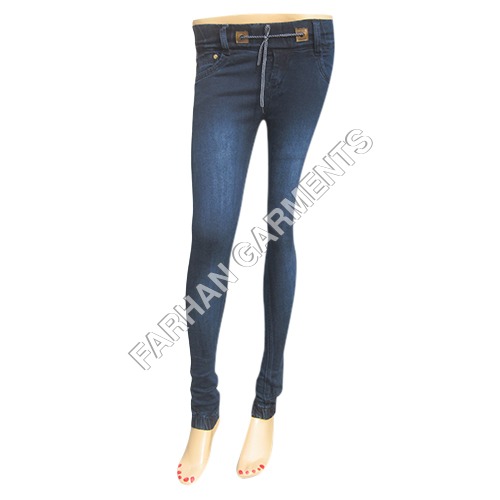 Ladies Casual Jeans - Dobby Material, Waist Size 30, Available Sizes 26-34 | Regular Fit, Stretchable Comfort, Embroidered Pattern, Black and Blue Colors