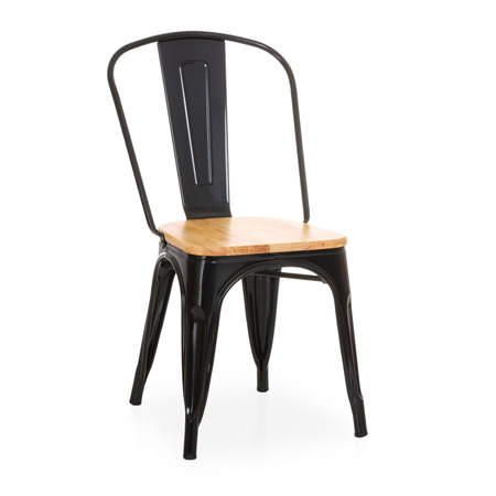 Tolix Chair With Wooden Top