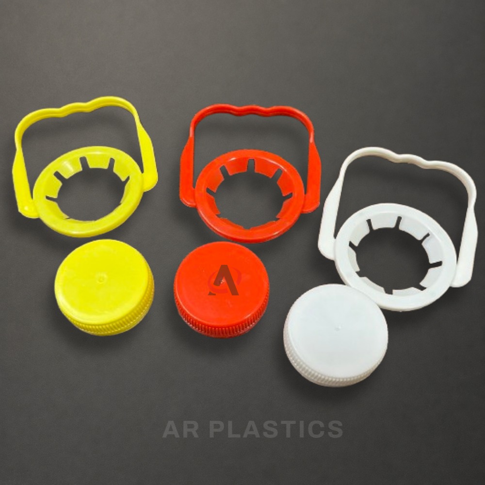 38 MM Single Handle Cap - Plastic, 38 Millimeter Diameter, Yellow/White/Red, Screw Cap for Jars | Customizable, User-Friendly, Lightweight