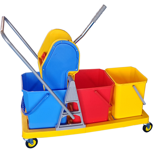 Triple Bucket Mop Wringer Trolley