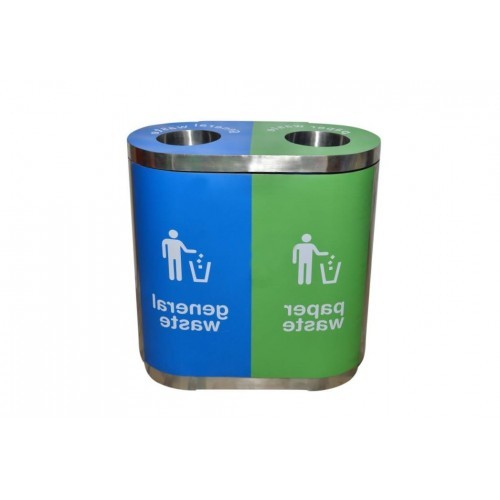 Stainless Steel Duo Recycling and Waste Bin