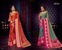 Zari Border Batik Print Cotton Sarees