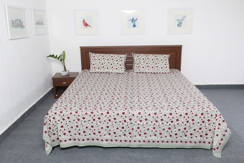 White New Block Print Bedsheets