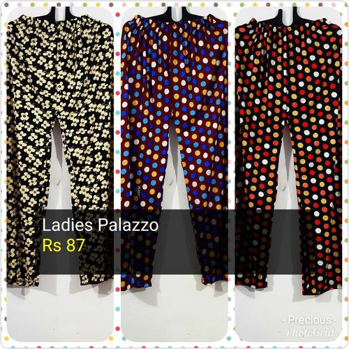 Palazzo - Satin Fabric, Printed Design | Available in Black, White, Orange, Beige, Blue, Pink, Green, Yellow - Perfect for Daily Wear
