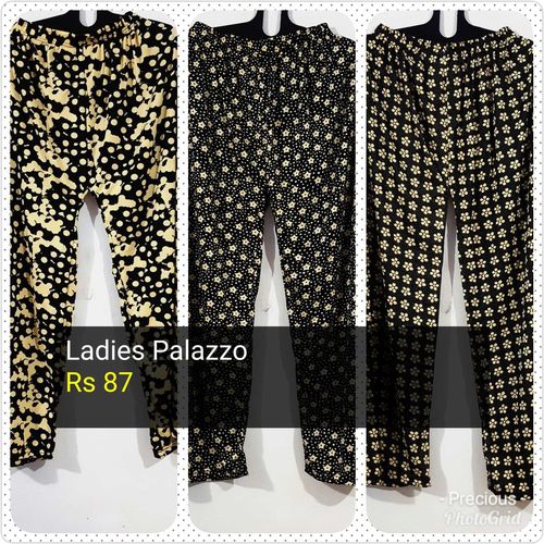 Ladies Cotton Palazzo - Cotton Fabric, Size M/L/XL, Printed Pattern, Colors: Black, White, Orange, Beige, Blue, Pink, Green, Yellow | All Season, Modern Style, Other Sleeve Style