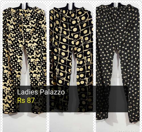 Palazzo - Satin Fabric, Regular Wear | Ladies Printed Design in Black, White, Orange, Beige, Blue, Pink, Green, Yellow