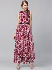 Maroon Ladies Gown Dresses