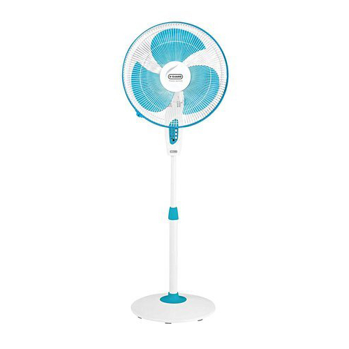 Pedestal Fan - Metal Frame, 35cm Base, Blue, 60W Motor | Adjustable Height, Low Power, 3 Speed Settings
