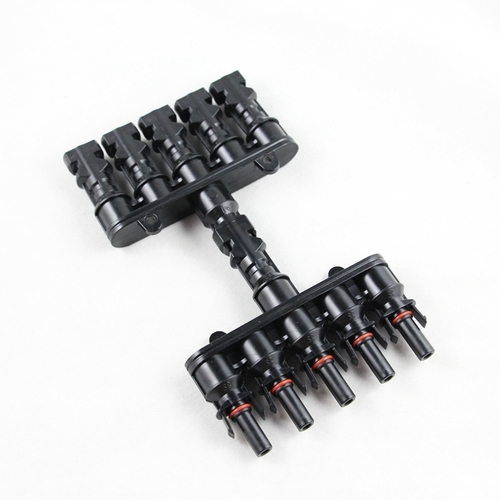 LEADER Solar MC4 5 to 1 T Style Branch Connector - PPO Material, 20A-30A Rated Current, 1000V Rated Voltage | IP67 Protection, UV Endurance, Quick Assembly