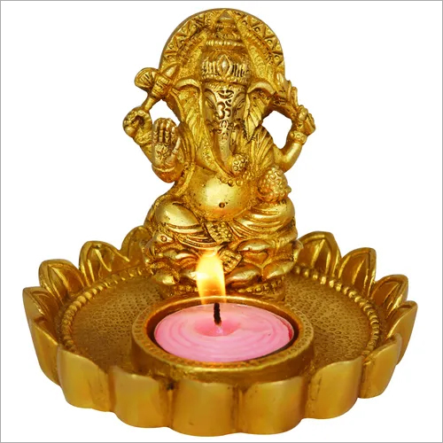 Manufacturer of Brass Ganesha Statue with Diya Stand For Home and Office Decor