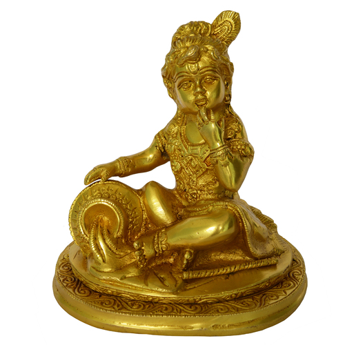 Manufacturer of Brass Sculpture Little  Krishna as Makhan Krishna Made in metal brass