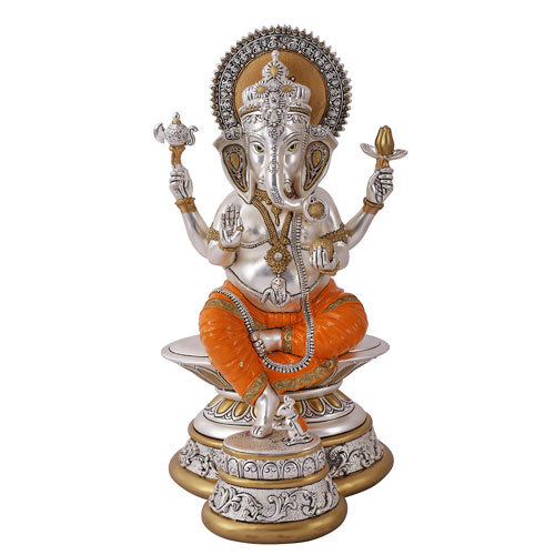 Easy To Clean Silver Plated Ganesh Statue