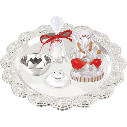 Durable Silver Plated Pooja Thali Set
