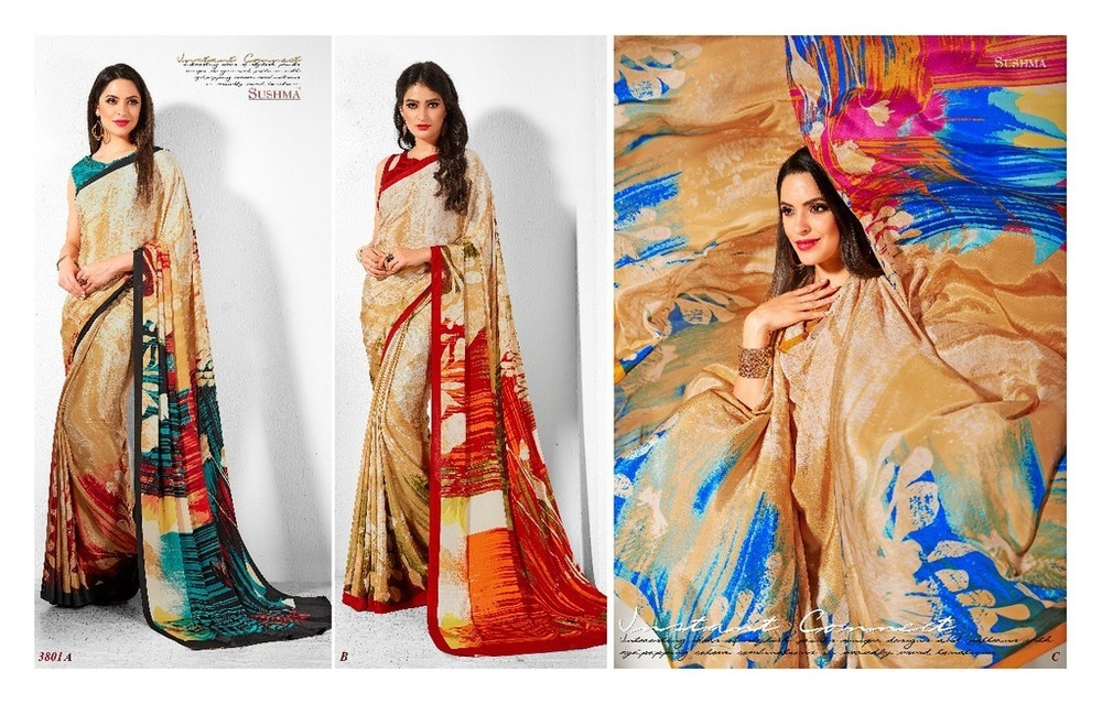 Digital Printed Crepe Sarees