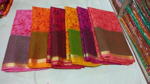Multicolour Kota Doria Printed Saree