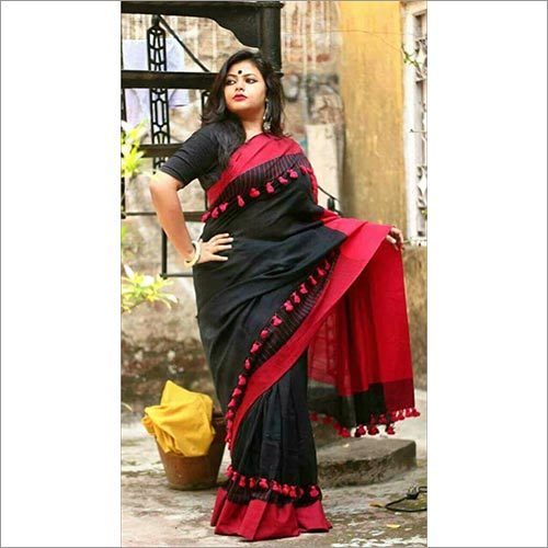 Red And Black Dhaniakhali Tant Sarees