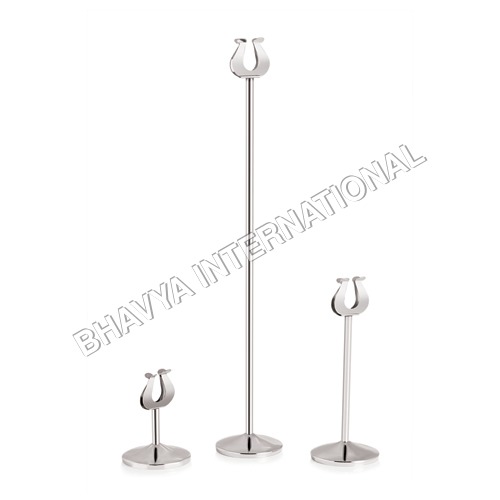 Menu Card Holder - Stainless Steel, Variable Height, Silver | Adjustable Clip, Stable Base, Elegant Durable Design