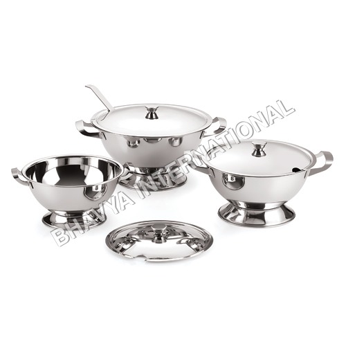 Soup Tureen - Stainless Steel, 12x12x8 Inches, Silver | Polished Finish, Heat Resistant, Durable, Easy Cleaning