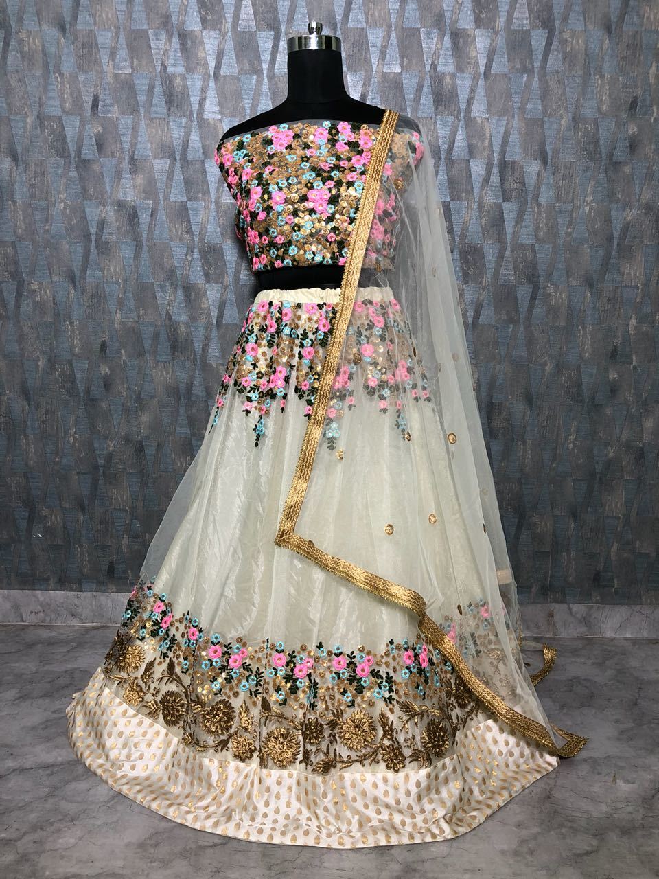 New Designer White Full Worked Lehenga