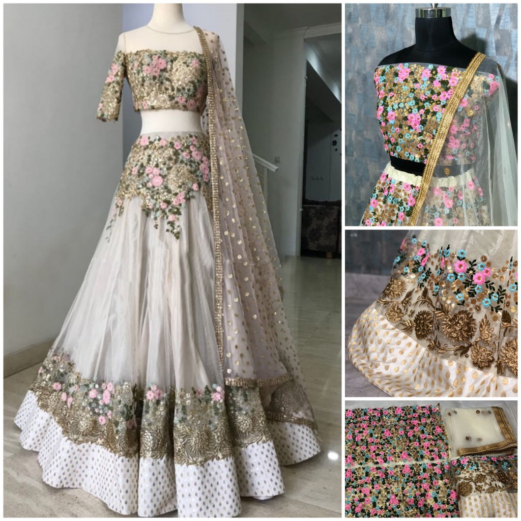 New Designer White Full Worked Lehenga