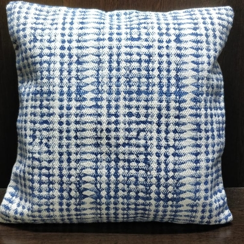 White And Blue Handloom Cushion Cover