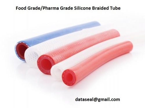 Food Grade Pharma Grade Silicone Braided Tube - Silicone, 3-25mm ID, Red, Reinforced Braiding, Flexible Durable High Purity