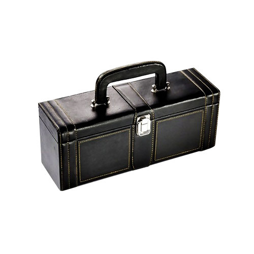 Rectangular Black Leather Packaging Container