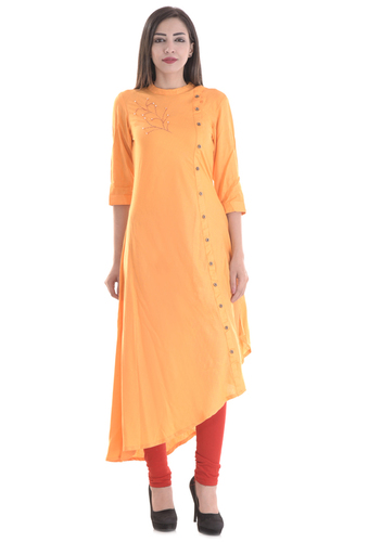 Yellow Ladies Designer Long Kurti