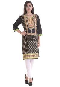Ladies Printed Cotton Kurti - 100% Cotton, Size S-xxl, Multi Color | Eco-friendly, Breathable, 3/4th Sleeves, Perfect For Daily Wear, Ethnic Style