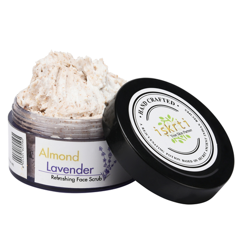 Almond Lavender Face Scrub - Cream Form Smooth Texture White Color | Deep Pore Cleanser for Glowing Skin Exfoliates Reduces Dark Circles