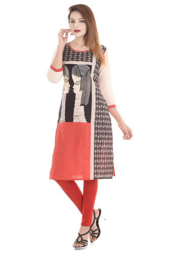 Ladies Cotton Printed Kurti - 100% Cotton, Sizes S-XXL, Multi Color, 3/4th Sleeves | Eco-Friendly, Perfect for Casual & Party Wear