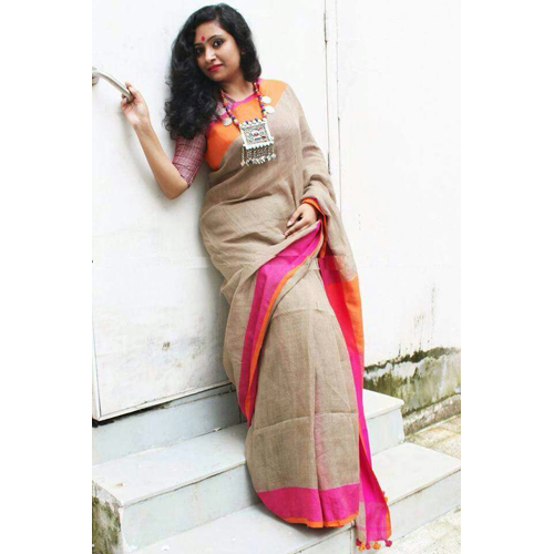 Ladies Designer Silk Saree - Silk, 5.5 Meters, Beige | Elegant Design, Handloom Weave, Soft Fabric, Stylish Drape
