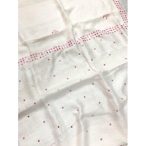 Ladies White Silk Fancy Saree